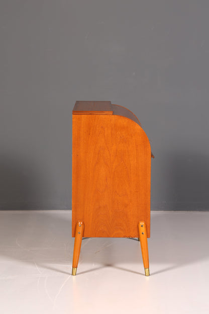 Wunderschöner Mid Century Rollladen Sekretär Schreibkommode Büro Schrank Vintage 60s Holz