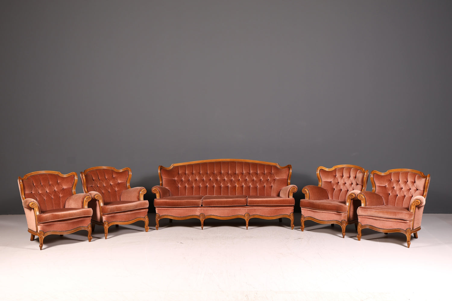 Edler Chippendale Armlehnsessel Barock Stil Samt Stoff Sessel Armchair Rococo Antik 4 von 4
