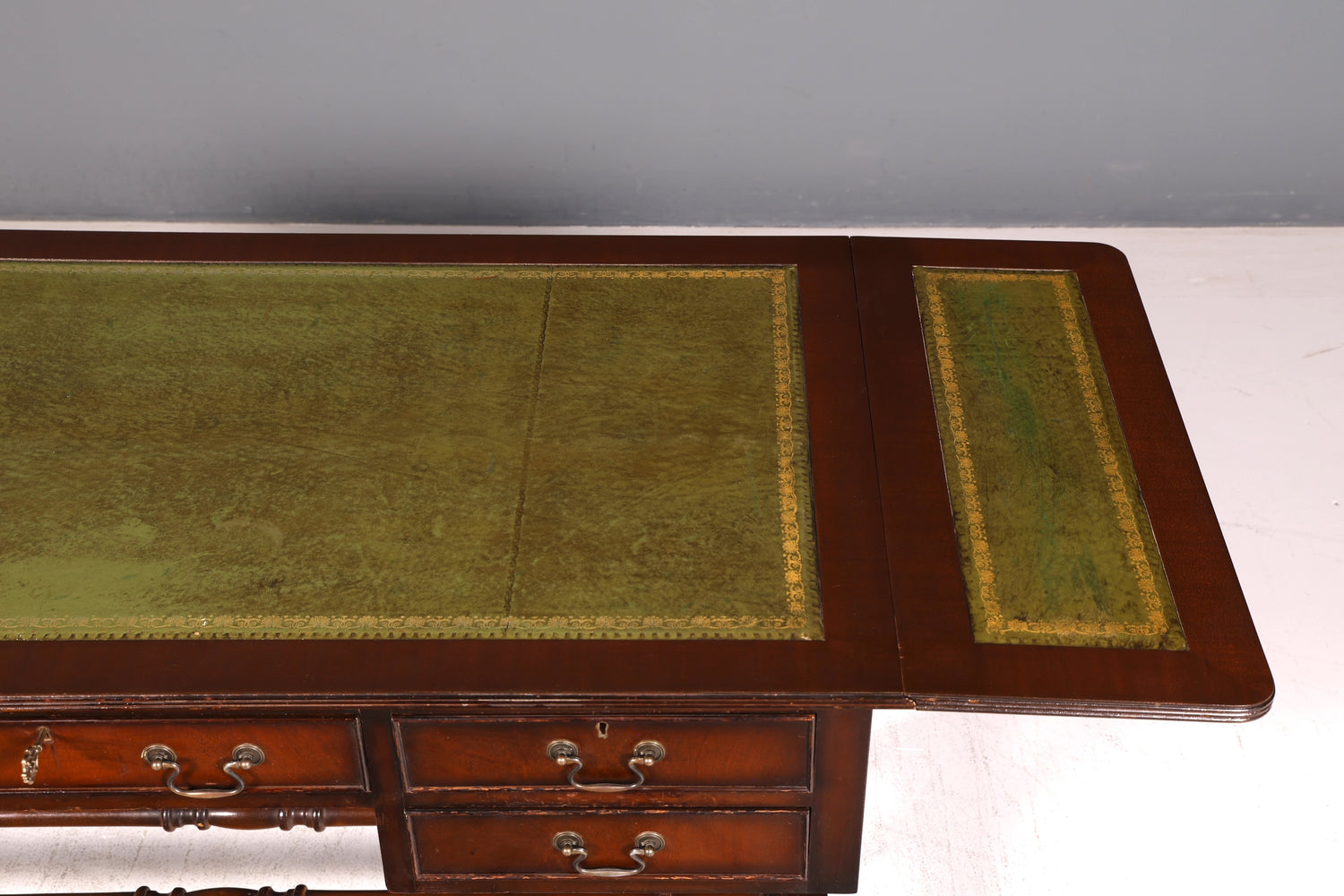 Wunderschöner Englischer Schreibtisch Regency Klappschreibtisch Echt Lederauflage Mahagoni 60s Bürotisch