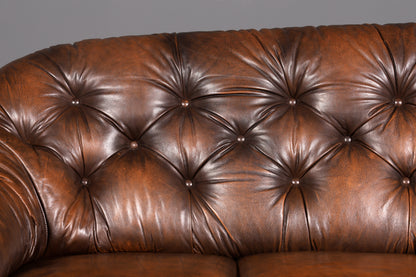 Wunderschönes Original Chesterfield Sofa 3-Sitzer Echt Leder Braun Couch Englisch Vintage