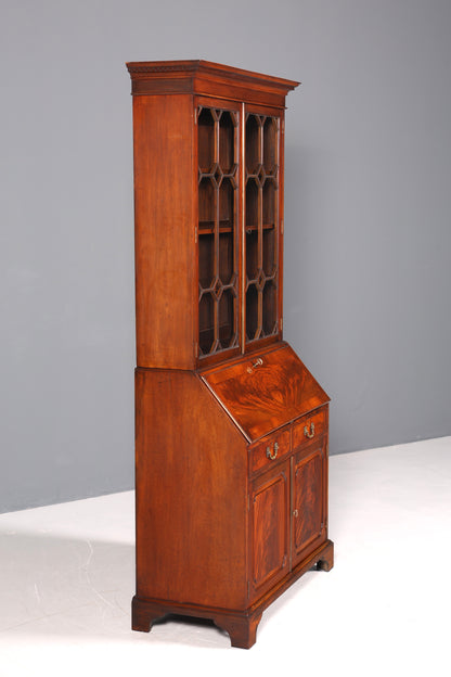 F877 Finish cm Wunderschöner Englischer Sekretär Büro Aufsatzsekretär Antik 60S Vitrinen Schrank UK