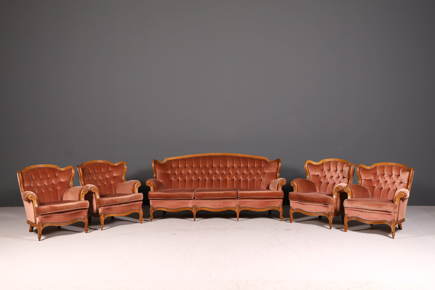 Edler Chippendale Armlehnsessel Barock Stil Samt Stoff Sessel Armchair Rococo Antik 3 von 4
