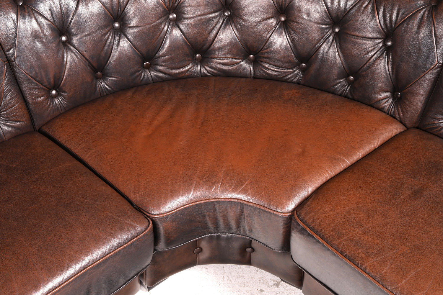 Edles Original Chesterfield Sofa Ecksofa mit Hocker Echt Leder Englisch Eckcouch Leder Couch Antik Vintage