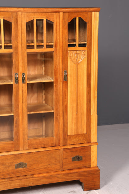 Traumhafte Jugendstil Vitrine Eiche Bücherschrank Antik Schrank Geschirrschrank Glasvitrine um 1900 Vintage
