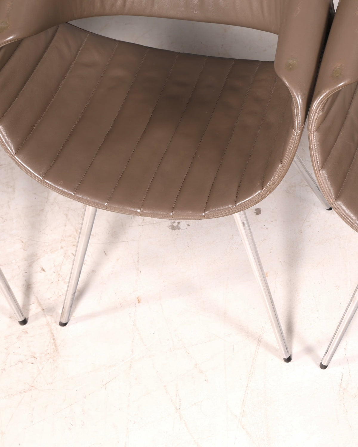 Stijlvolle set van 4 Züco Little Perillo-designfauteuils, leren fauteuils van echt leer, armstoelen, chroom, modern