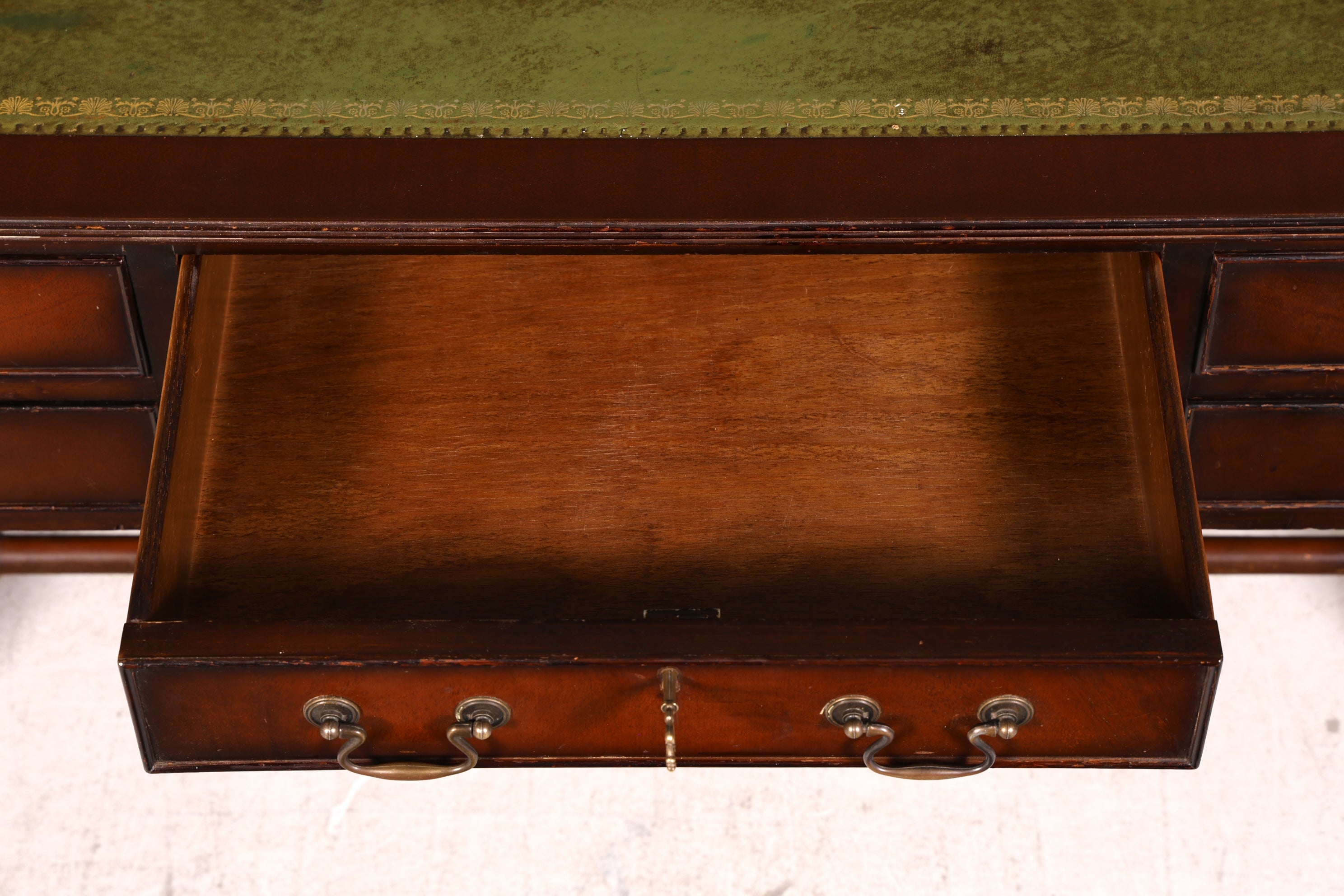 Wunderschöner Englischer Schreibtisch Regency Klappschreibtisch Echt Lederauflage Mahagoni 60s Bürotisch