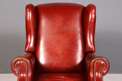 Stilvoller Claridge Chesterfield Ohrenbackensessel Relaxsessel Liegefunktion Englisch Echt Leder Herrensessel UK Armlehnsessel Vintage