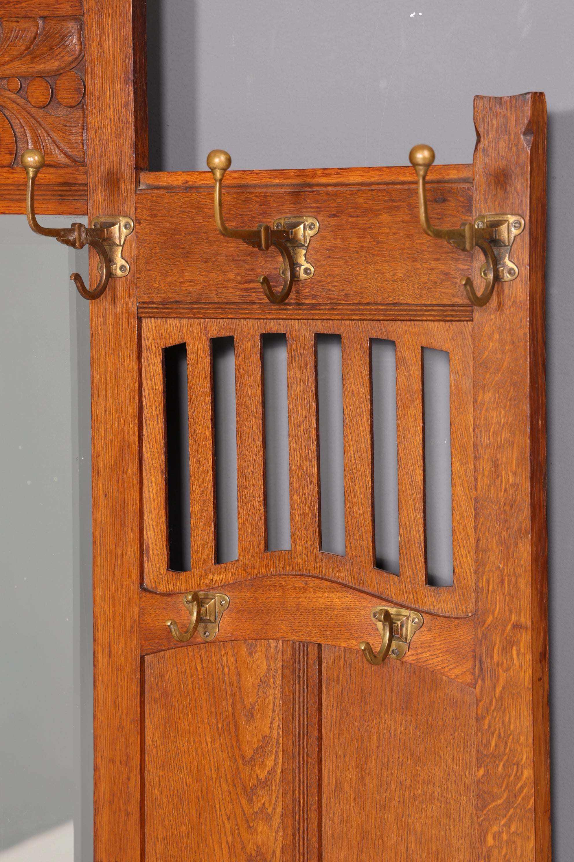 Traumhafte Jugendstil Flur Garderobe Kleiderwand Antik Gründerzeit Spiegel Facettenschliff Massivholz
