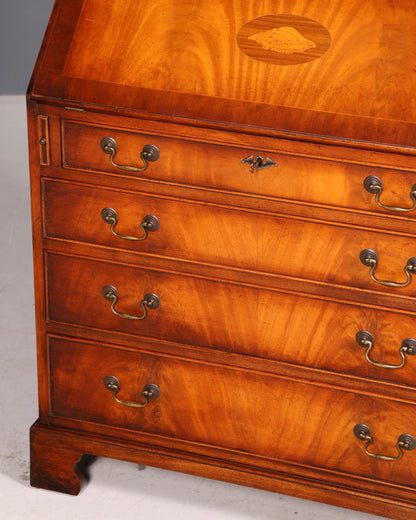 Prachtige Engelse secretaire met opzetkast, secretaire, boekenkast, vitrine, mahonie, antiek, kantoorschrijftafel, VK