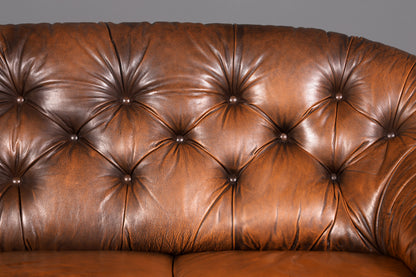 Wunderschönes Original Chesterfield Sofa 3-Sitzer Echt Leder Braun Couch Englisch Vintage