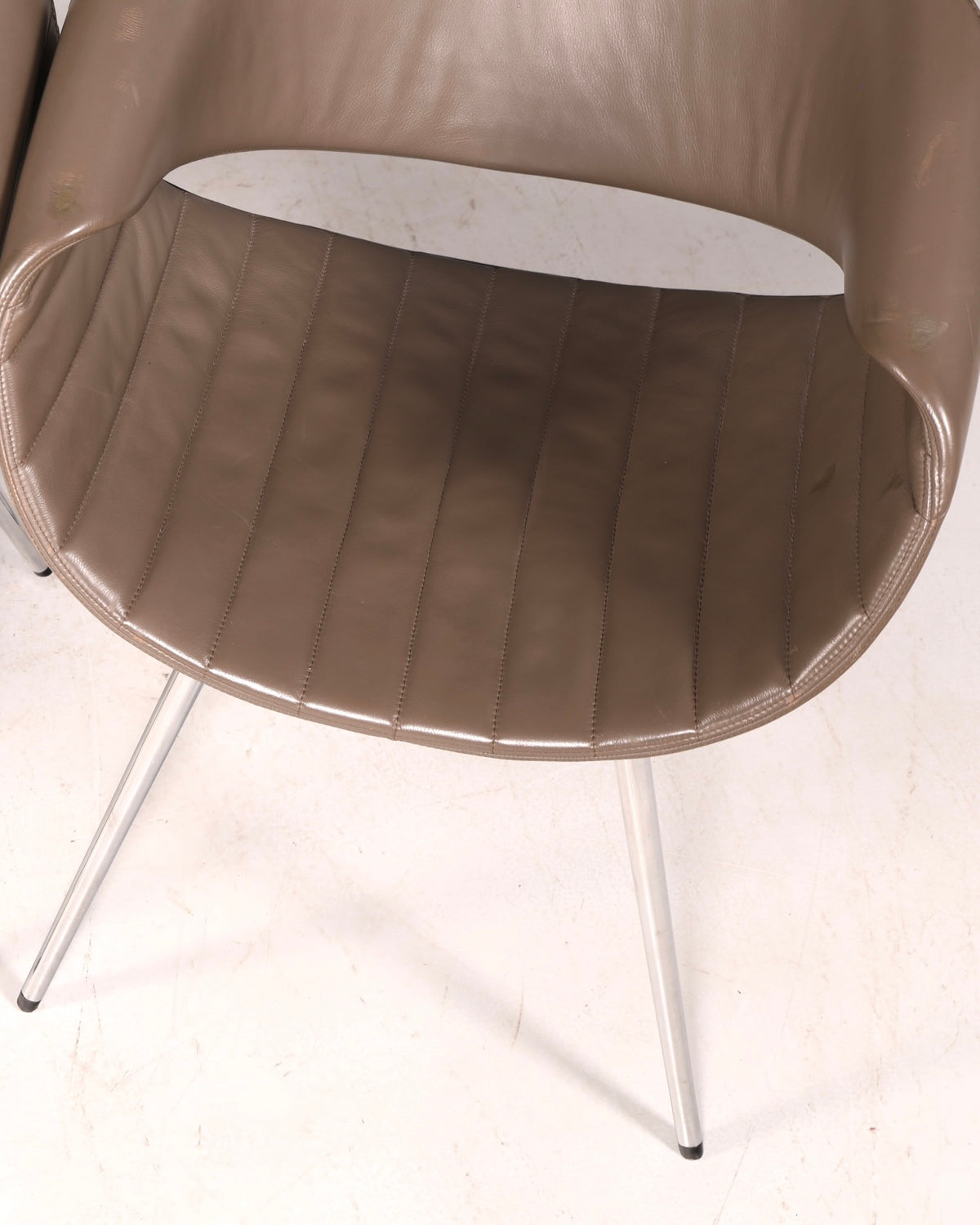 Stijlvolle set van 4 Züco Little Perillo-designfauteuils, leren fauteuils van echt leer, armstoelen, chroom, modern