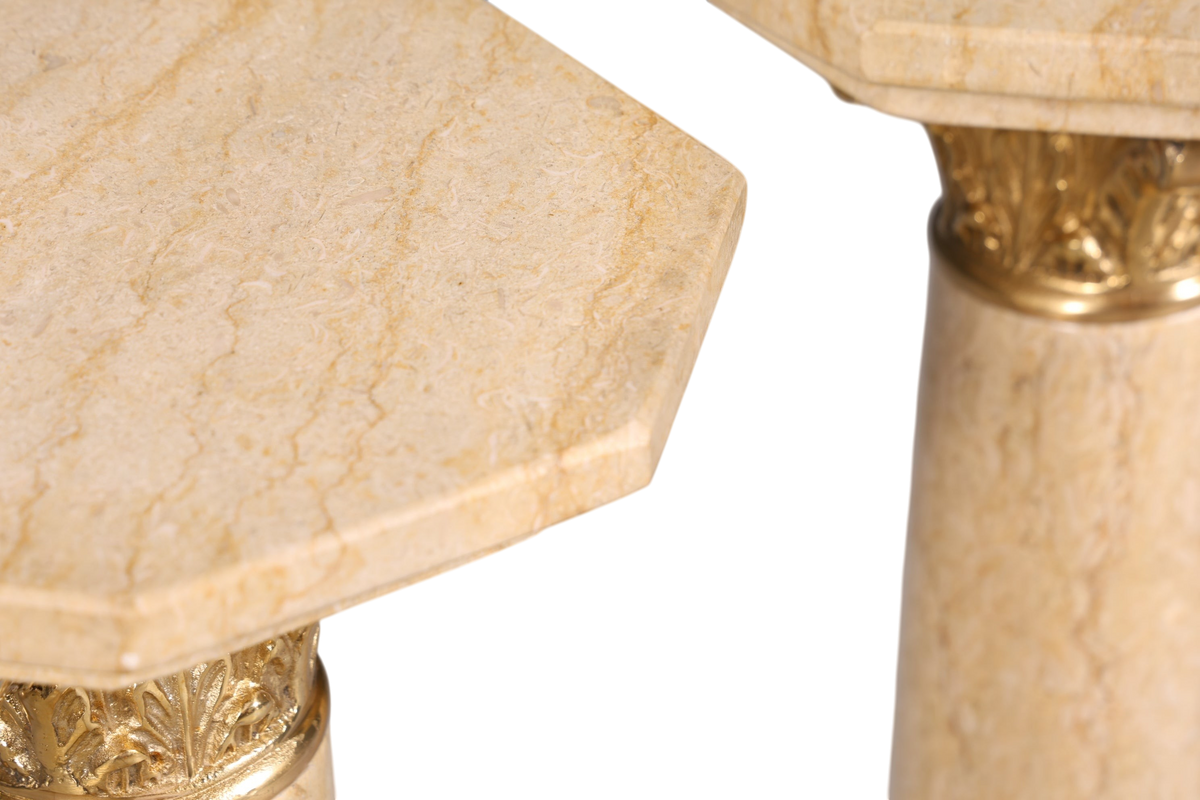 Wunderschöne Barock Stil Säule Louis XV Marmor Blumensäule Naturstein Beige Sockel Ablage 2 von 2
