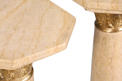 Wunderschöne Barock Stil Säule Louis XV Marmor Blumensäule Naturstein Beige Sockel Ablage 2 von 2