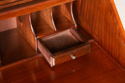 Prachtige Engelse bureausecretaire met opzetstuk, secretaire, boekenkast, vitrinekast, antiek, mahonie, kantoor, schrijfkast, VK