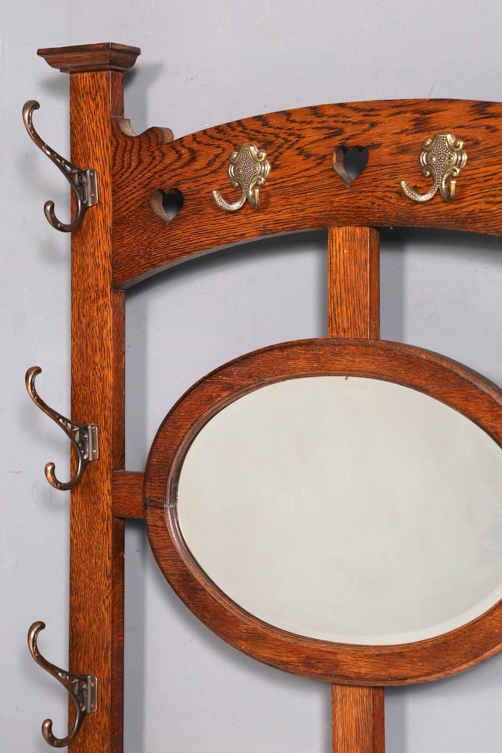 Traumhafte Jugendstil Garderobe Flurgarderobe Eiche Antik Garderobenständer mit Spiegel Dielenmöbel Wandgarderobe