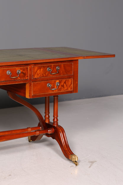 Wunderschöner Englischer Schreibtisch Regency Klappschreibtisch Echt Lederauflage Mahagoni Sofatisch Antik Stil Bürotisch
