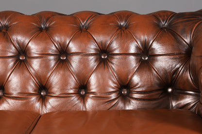 Wunderschönes Original Chesterfield 2-Sitzer Sofa Echt Leder Englische Couch England Polstersofa Antik Vintage Ledersofa