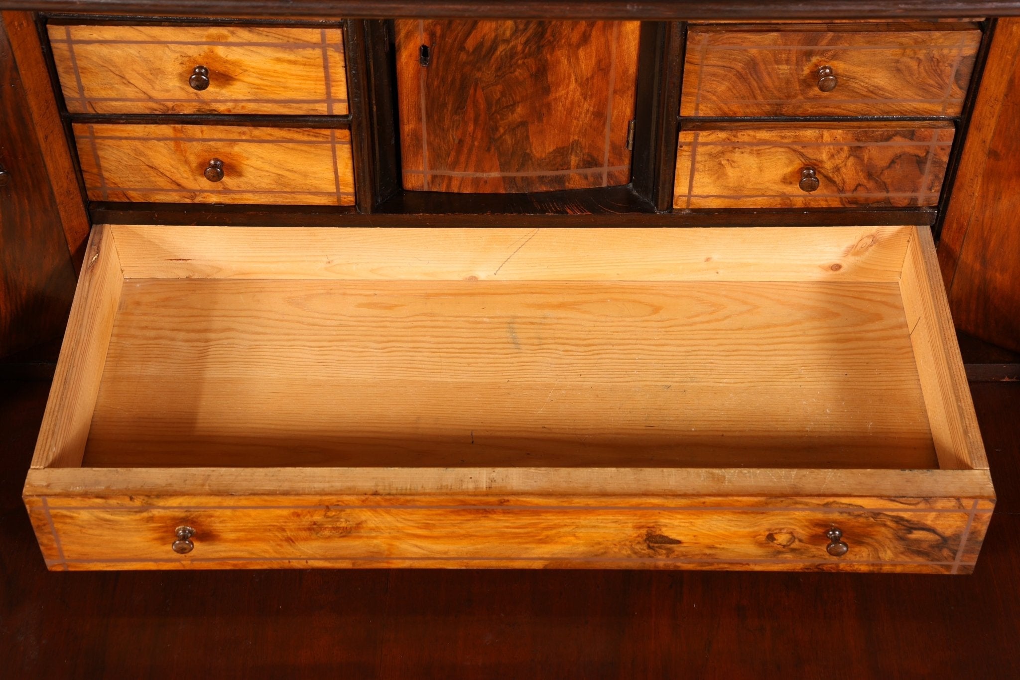 Wunderschöner Gründerzeit Sekretär Vertiko Nussbaum Highboard Louis Philippe Kommode Sekretär Schrank um 1880