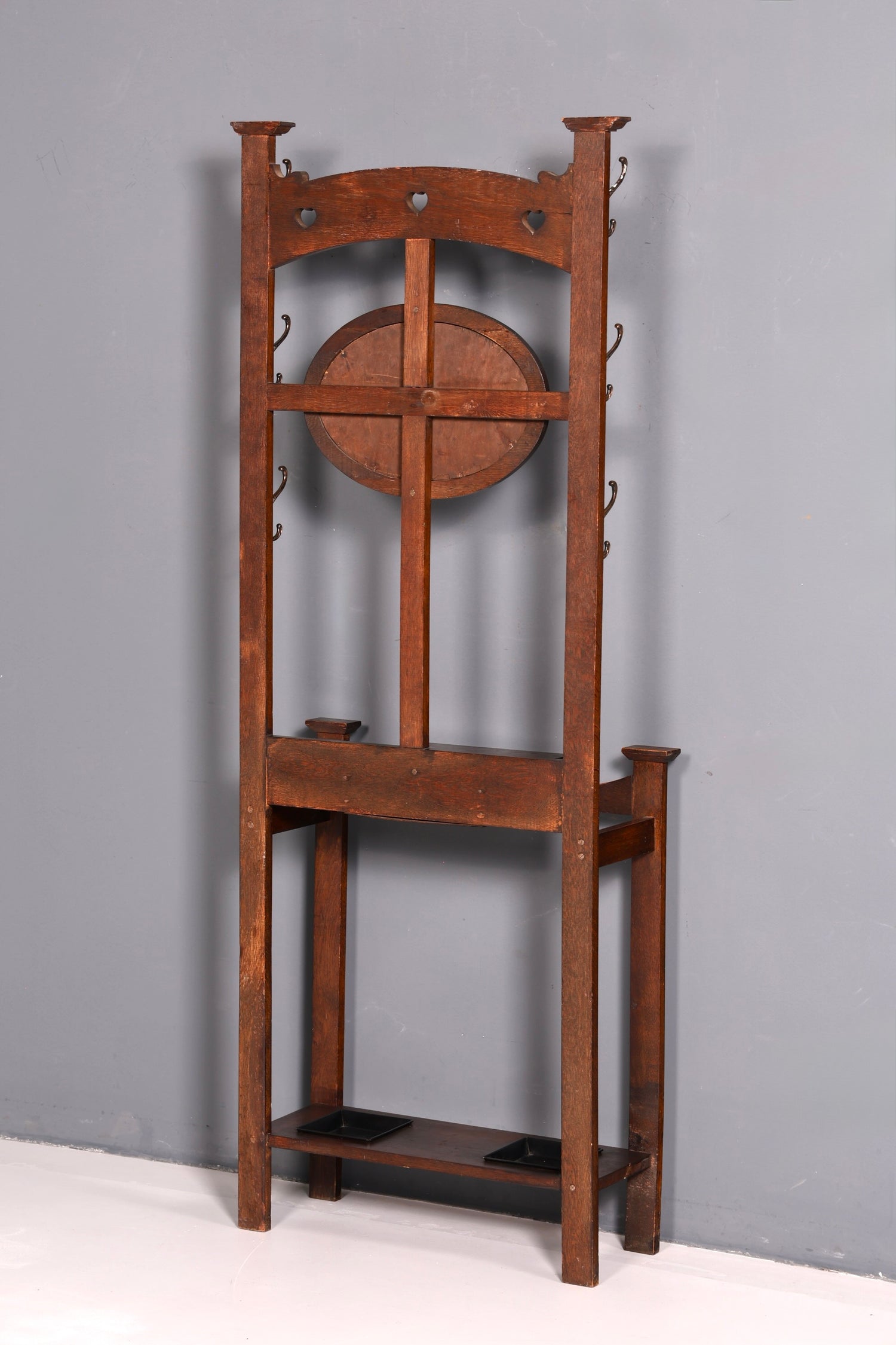 Traumhafte Jugendstil Garderobe Flurgarderobe Eiche Antik Garderobenständer mit Spiegel Dielenmöbel Wandgarderobe
