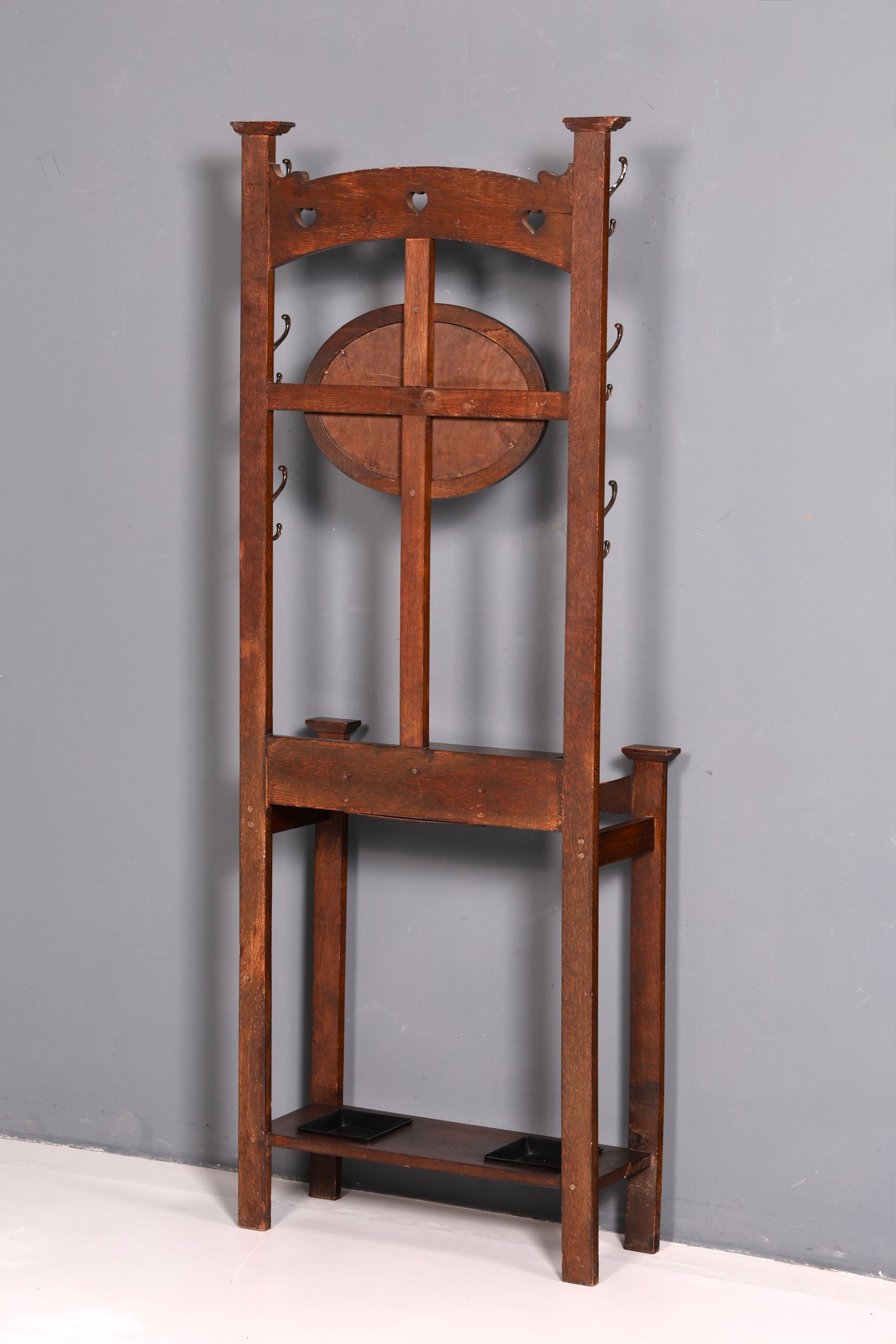 Traumhafte Jugendstil Garderobe Flurgarderobe Eiche Antik Garderobenständer mit Spiegel Dielenmöbel Wandgarderobe