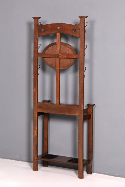 Traumhafte Jugendstil Garderobe Flurgarderobe Eiche Antik Garderobenständer mit Spiegel Dielenmöbel Wandgarderobe