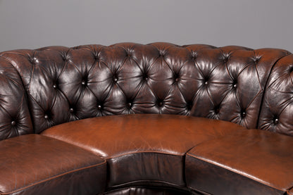 Edles Original Chesterfield Sofa Ecksofa mit Hocker Echt Leder Englisch Eckcouch Leder Couch Antik Vintage