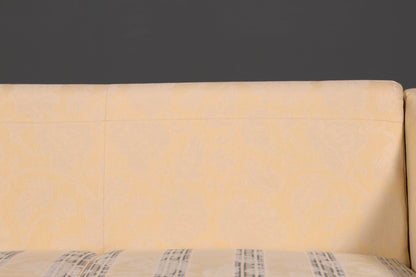 Wunderschönes Landhaus Sofa mit Hocker Englischer Stil Creme 2-Sitzer Couch Stoff Polstersofa Landhausstil Zweisitzer