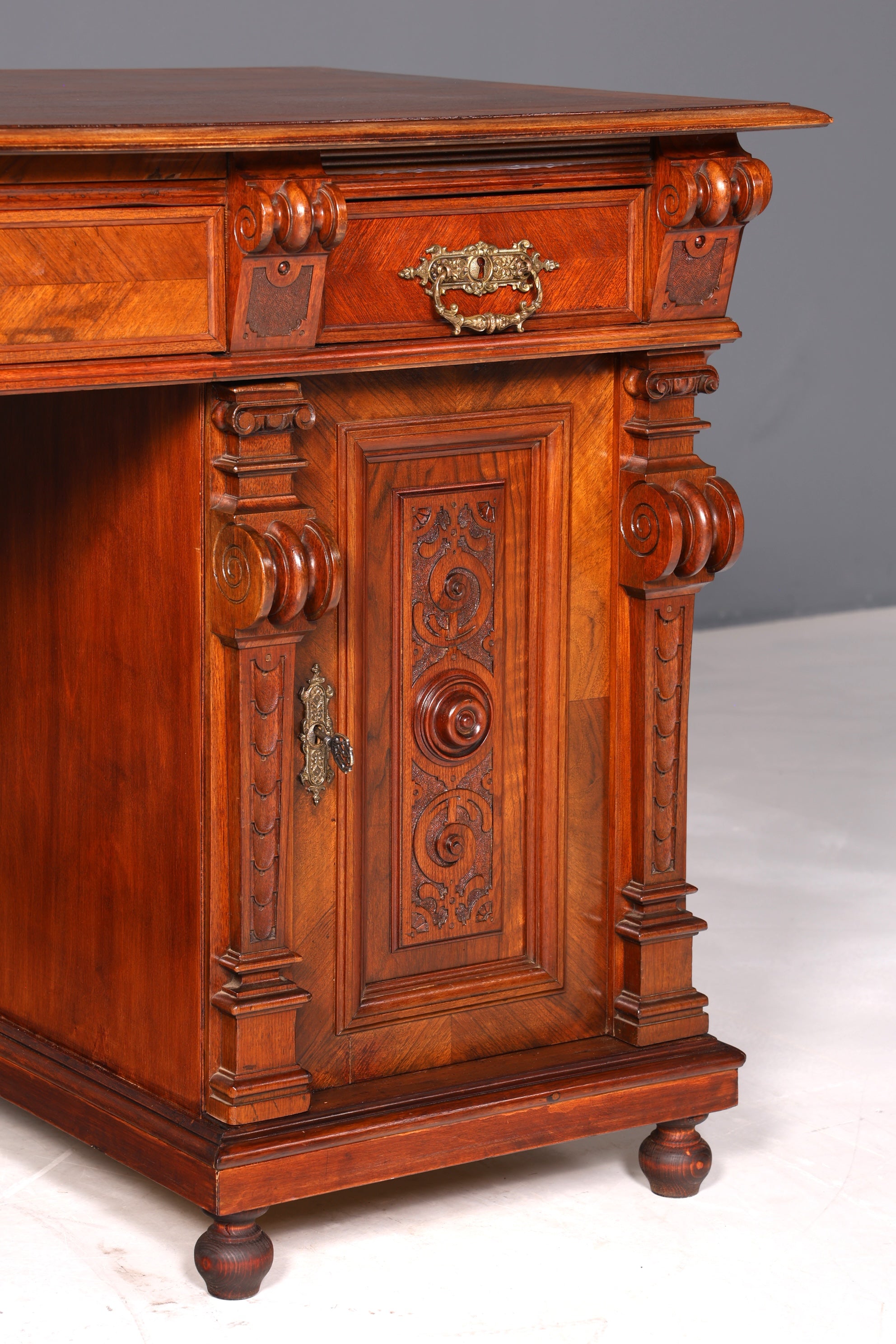 Traumhafter Gründerzeit Schreibtisch Jugendstil Bürotisch echt Holz Antik Desk