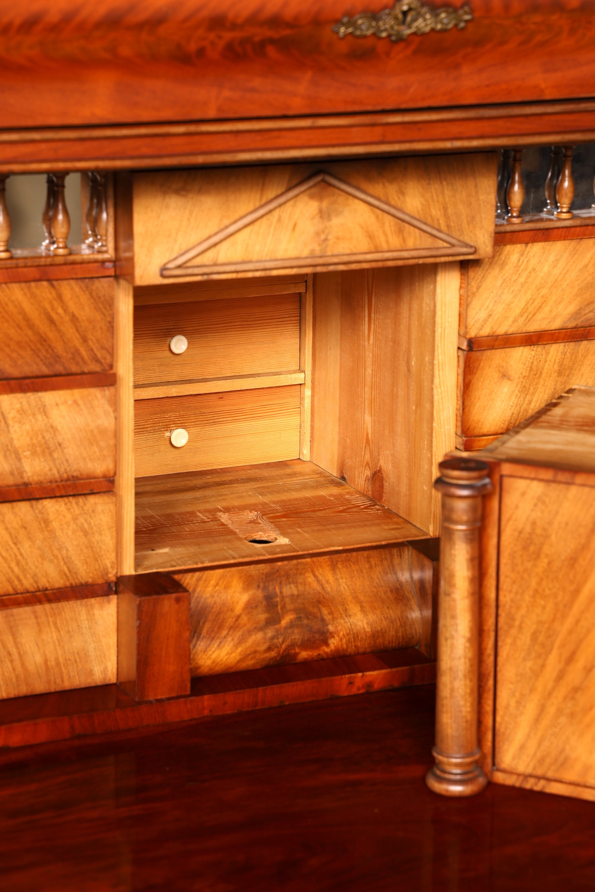 Beeindruckender Biedermeier Sekretär Louis Philippe Vertiko Antik Kommode Schreibkommode Office Desk