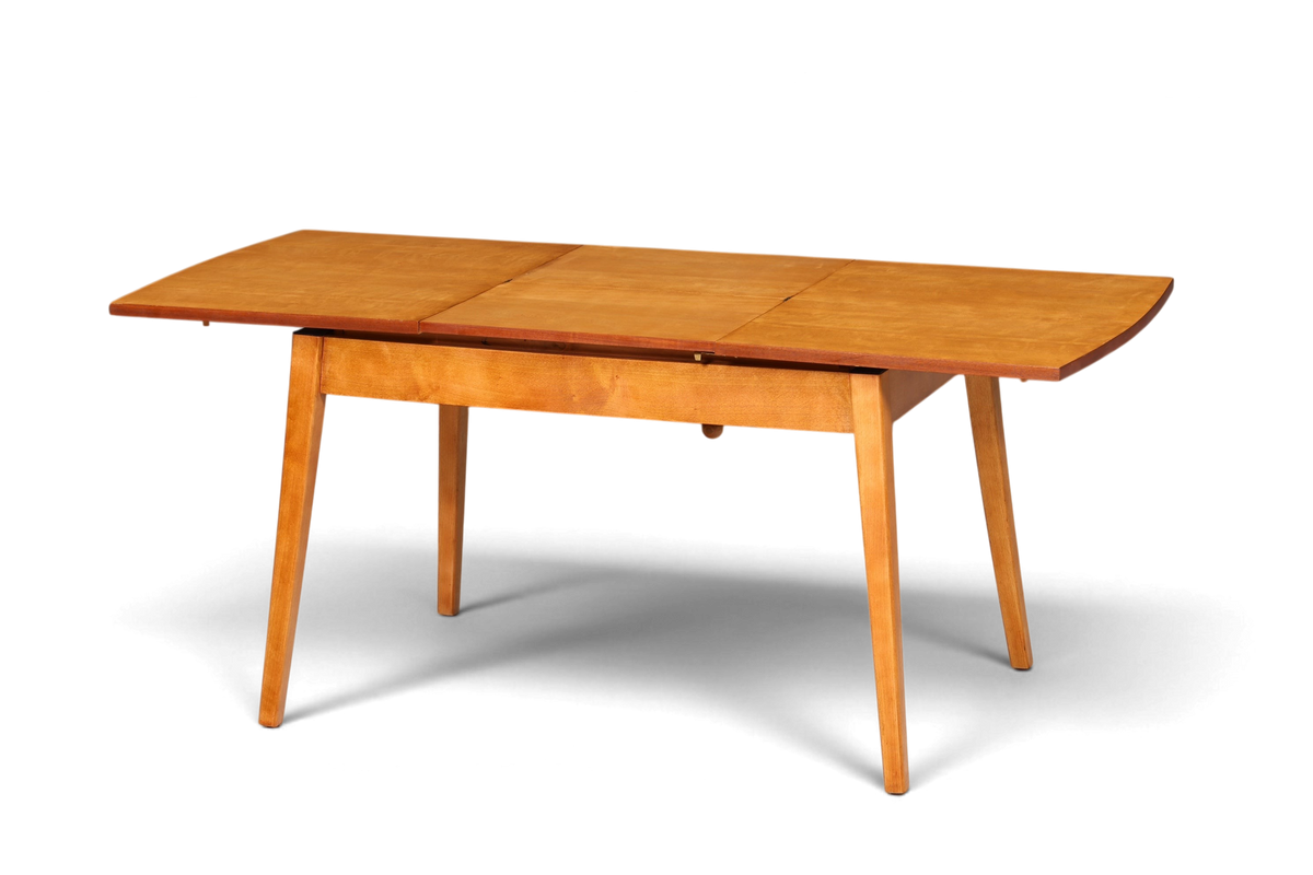 Hauptstadt Möblerei Mid Century Esstisch aus Massivholz mit praktischer Ausziehfunktion im Vintage Design