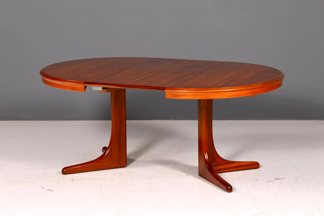 Prachtige mid-century ronde uitschuifbare eettafel echt hout vintage tafel retro Deens design keukentafel eetkamertafel