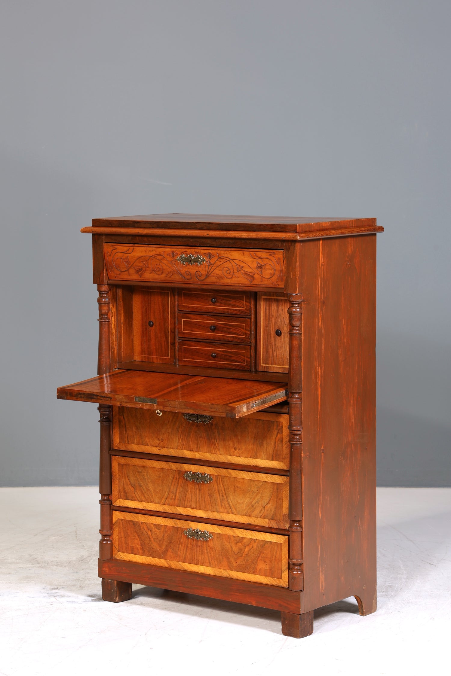 Edler Gründerzeit Sekretär Vertiko Highboard Jugendstil Kommode Schrank um 1880