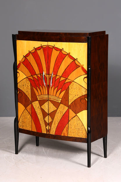 Stilvolles Art Deco Stil Highboard Schrank Kommode Vertiko Sun Cabinet Wäscheschrank
