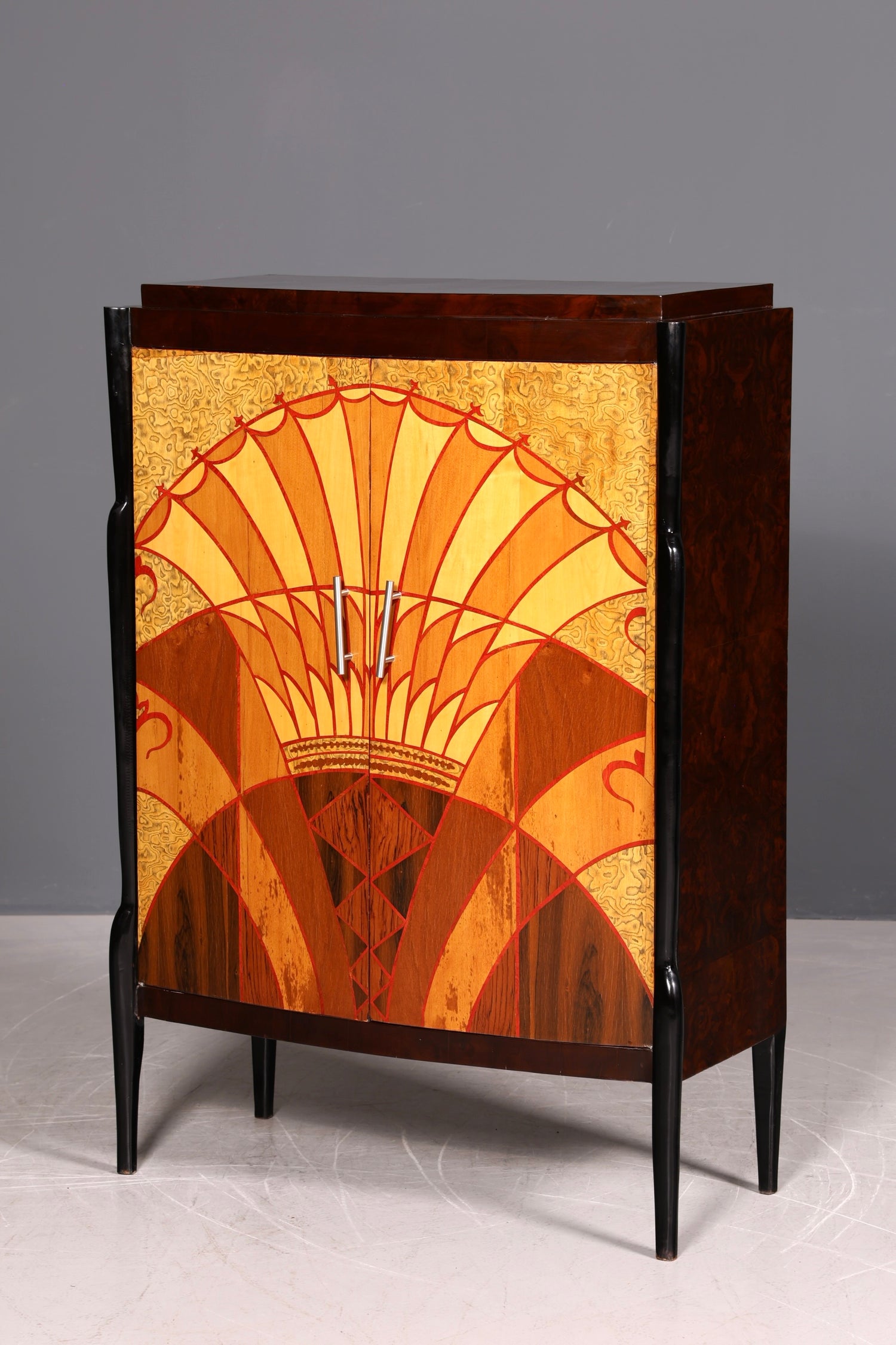 Traumhaftes Art Deco Design Highboard Schrank Kommode Vertiko Sun Cabinet Wäscheschrank
