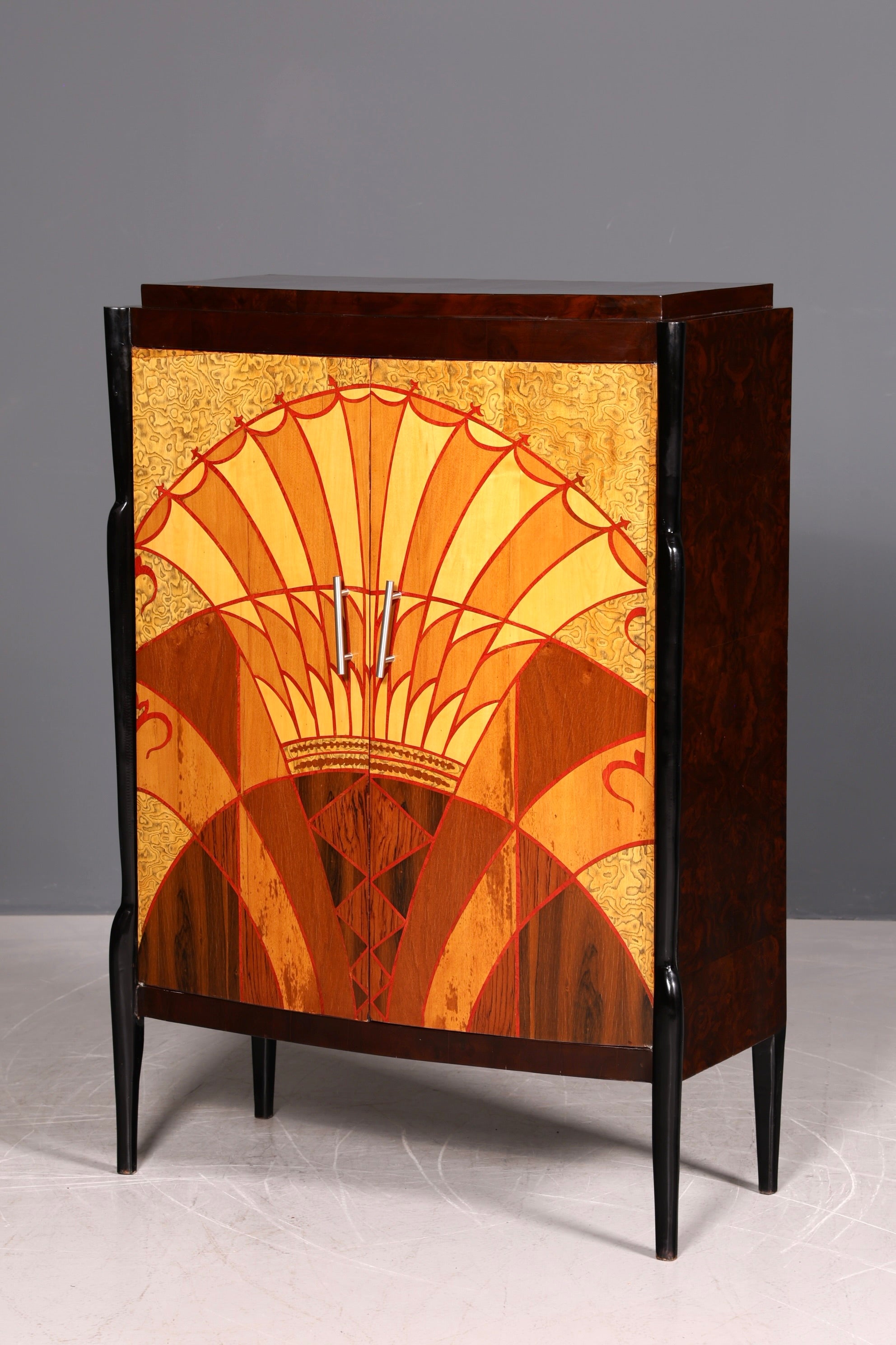 Traumhaftes Art Deco Design Highboard Schrank Kommode Vertiko Sun Cabinet Wäscheschrank