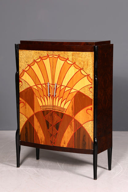 Traumhaftes Art Deco Design Highboard Schrank Kommode Vertiko Sun Cabinet Wäscheschrank