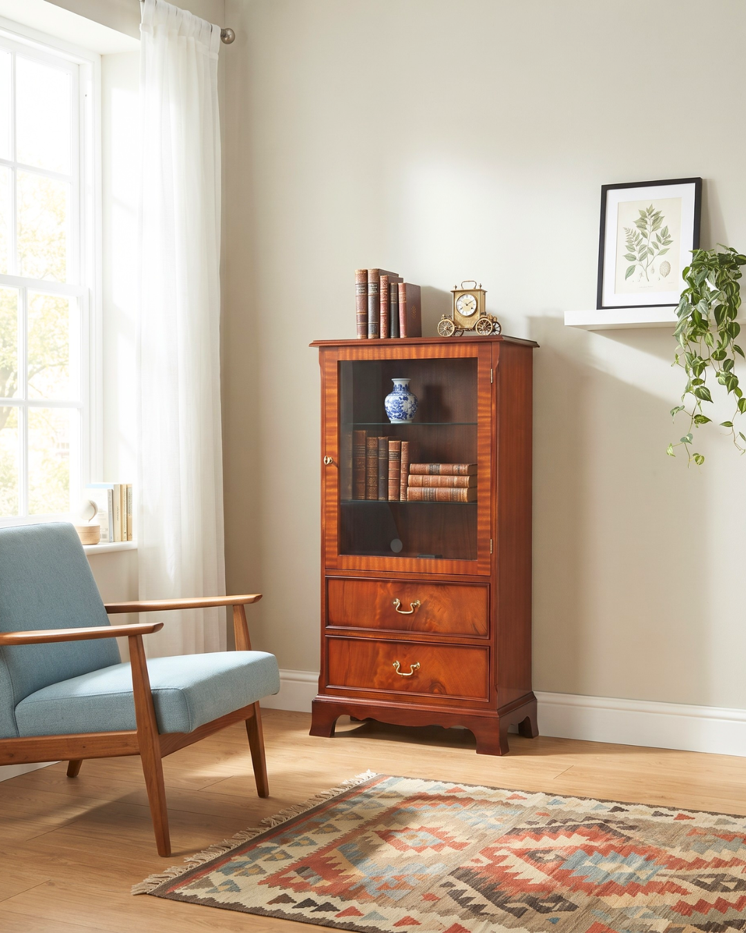 Beautiful English Display Cabinet Mahogany 60s Cabinet Vertiko Glass Display Cabinet Bookcase