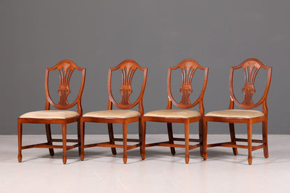 Edles 4x Englische Stühle Set Hepplewhite Stil Dining Chairs Antik Esszimmerstühle Küchenstühle Stuhlset Vintage