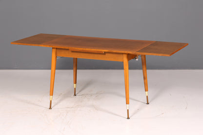 Prachtige midcentury-keukentafel, vintage uitschuifbare en in hoogte verstelbare eettafel uit de jaren 60 van hout