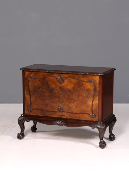 Prachtige Chippendale-kast in barokstijl, klapbare kast, commode, kist, antiek massief hout