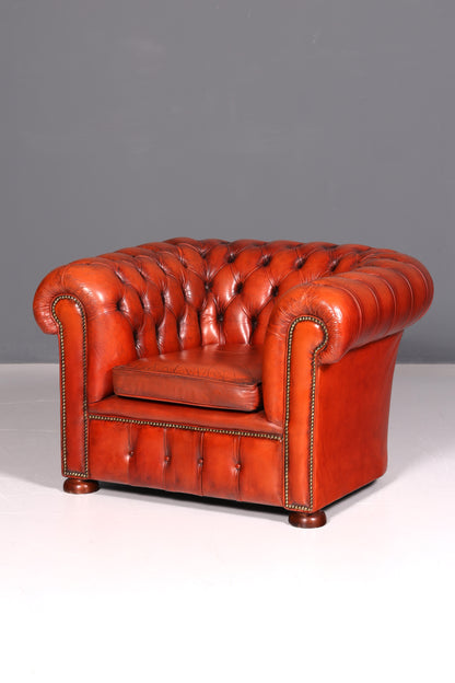 Stilvoller Original Chesterfield Sessel Englisch Echt Leder Armlehnsessel Lounge Herrensessel