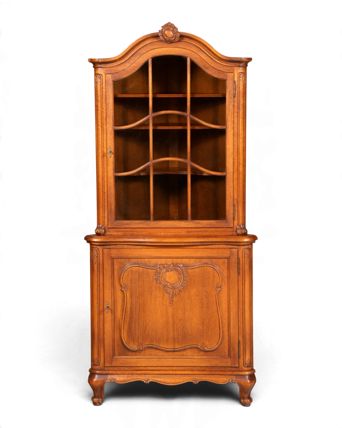 Antique Chippendale corner display cabinet, circa 1900, solid oak, corner cabinet, glass display cabinet, antique