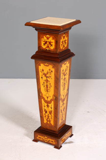 Wunderschöne Barock Stil Säule Louis XV Blumensäule Naturstein Marmor Intarsien Ablage Tisch