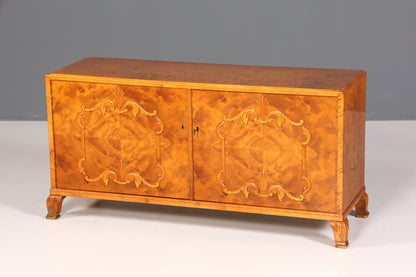 F833 Finish Wunderschönes Original Art Deco Sideboard Antik Schrank Birke TV Kommode um 1930