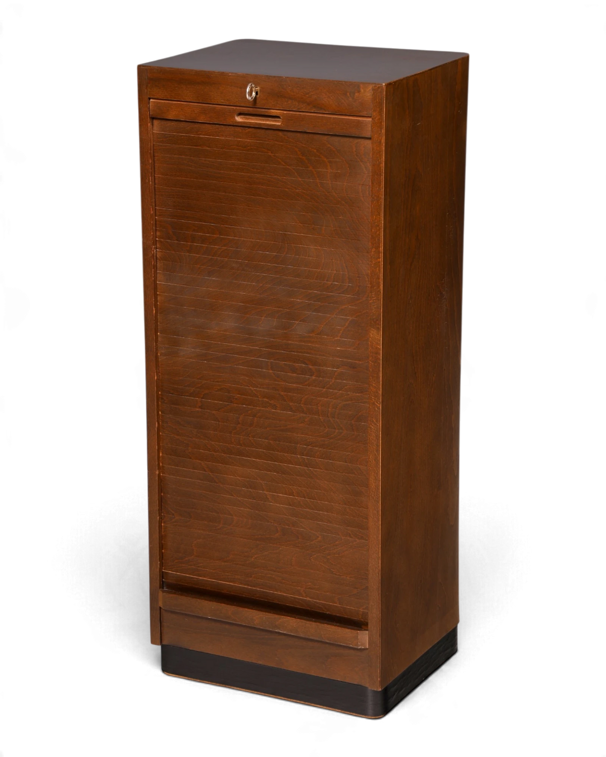 Beautiful mid-century tambour cabinet, filing cabinet with pull-out compartments, office cabinet, vintage roll-front cabinet, document cabinet