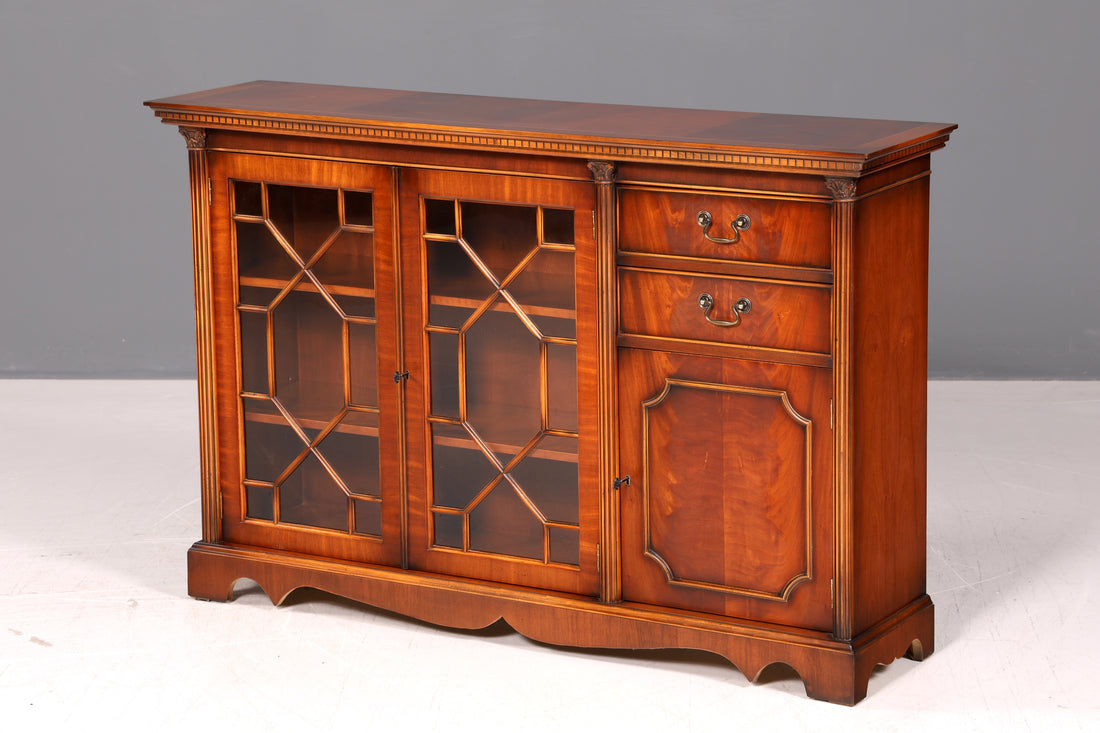 Beautiful English Sideboard Mahogany Real Wood Display Cabinet Antique Shelf Cabinet Glass Display Cabinet Dresser Vintage