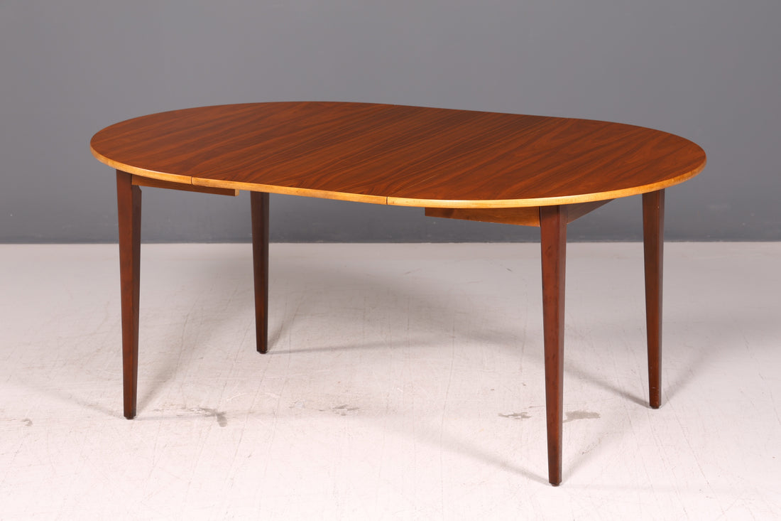 Eenvoudige uitschuifbare mid-century eettafel, ronde vintage tafel, retro keukentafel uit de jaren 60