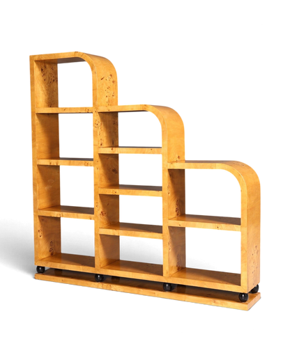 Edles Art Deco Design XXL Bücherregal Birke Luxus Möbel Schrank Kult Regal