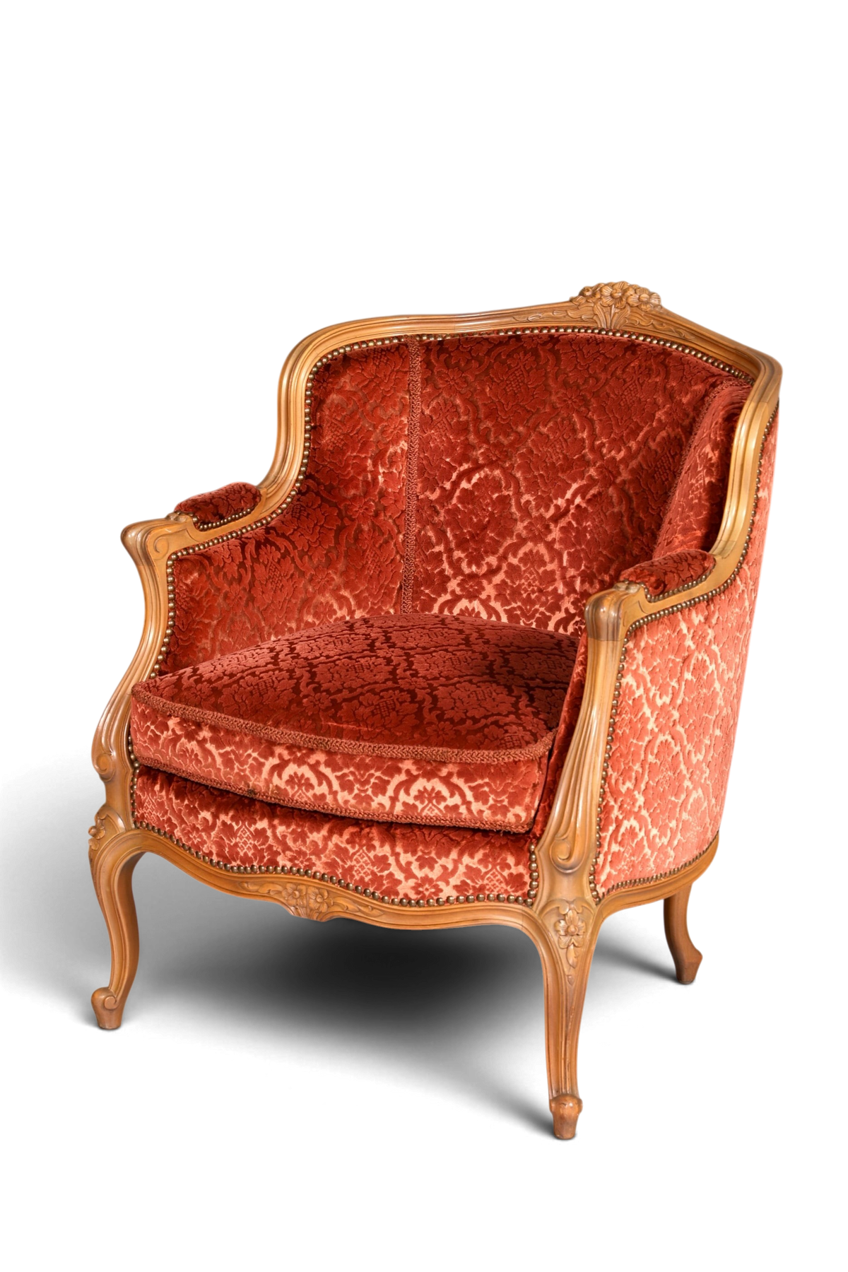 Edler Chippendale Armlehnsessel Barock Stil Sessel Samt Stoff Armchair Sessel 1 von 2