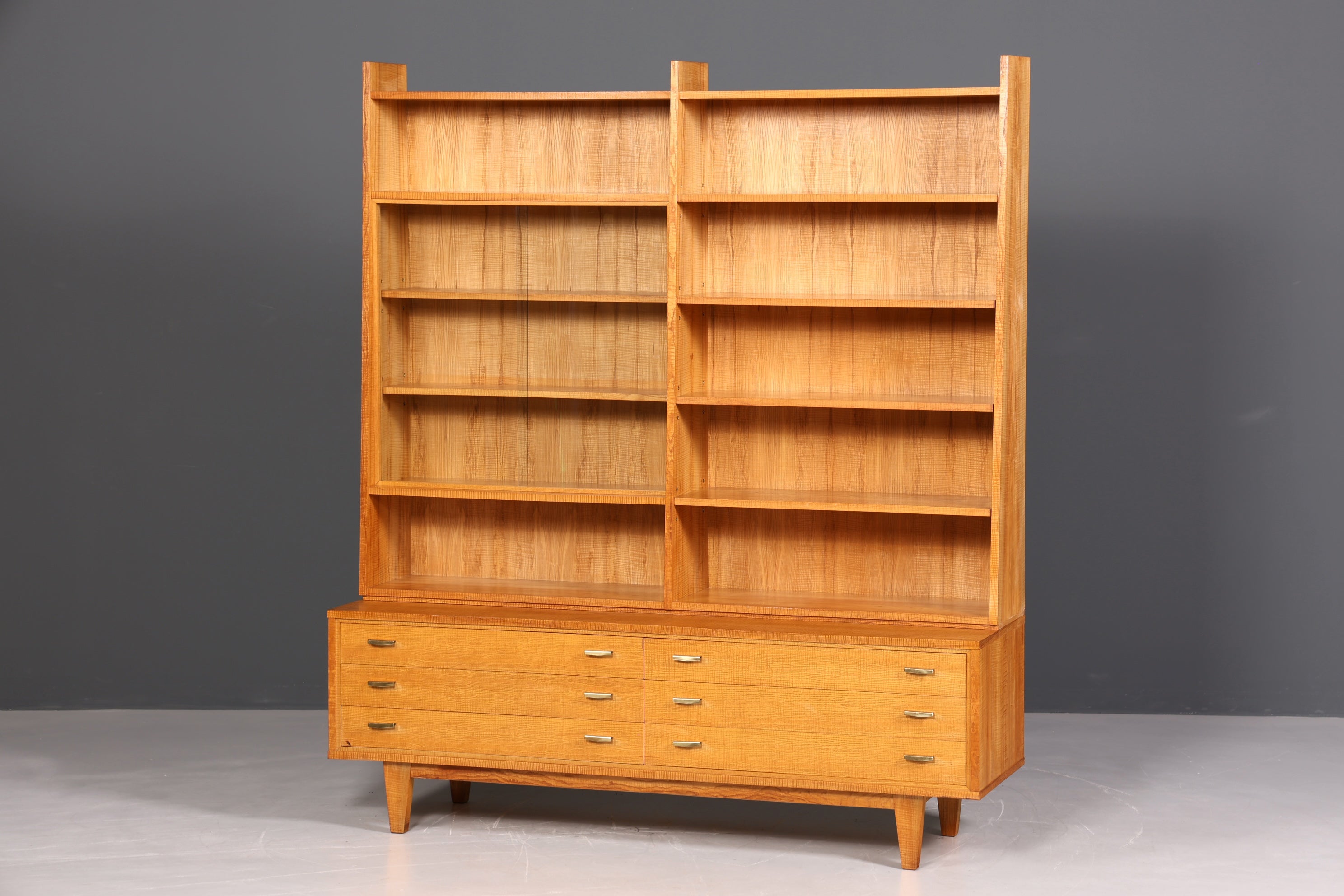 Beautiful XXL Mid Century Cabinet Bookshelf Vintage Shelf Library Wood Bookshelf